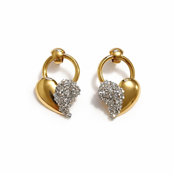 Anthropologie Jewelry - ⚜️ Elegant Gold and Silver Heart Earrings